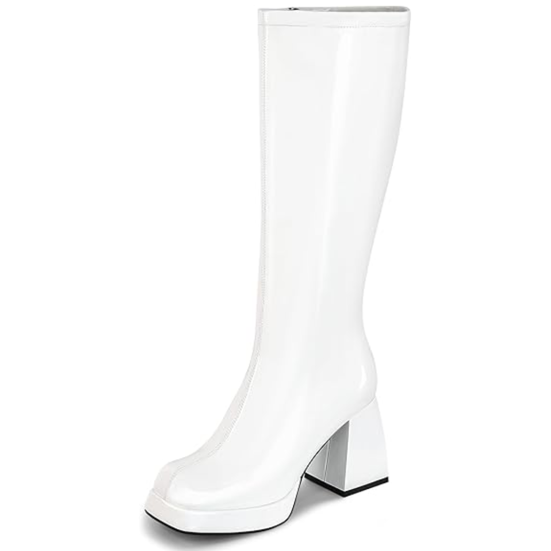 Lederstiefel Plateau Absatz Damen Blockheel