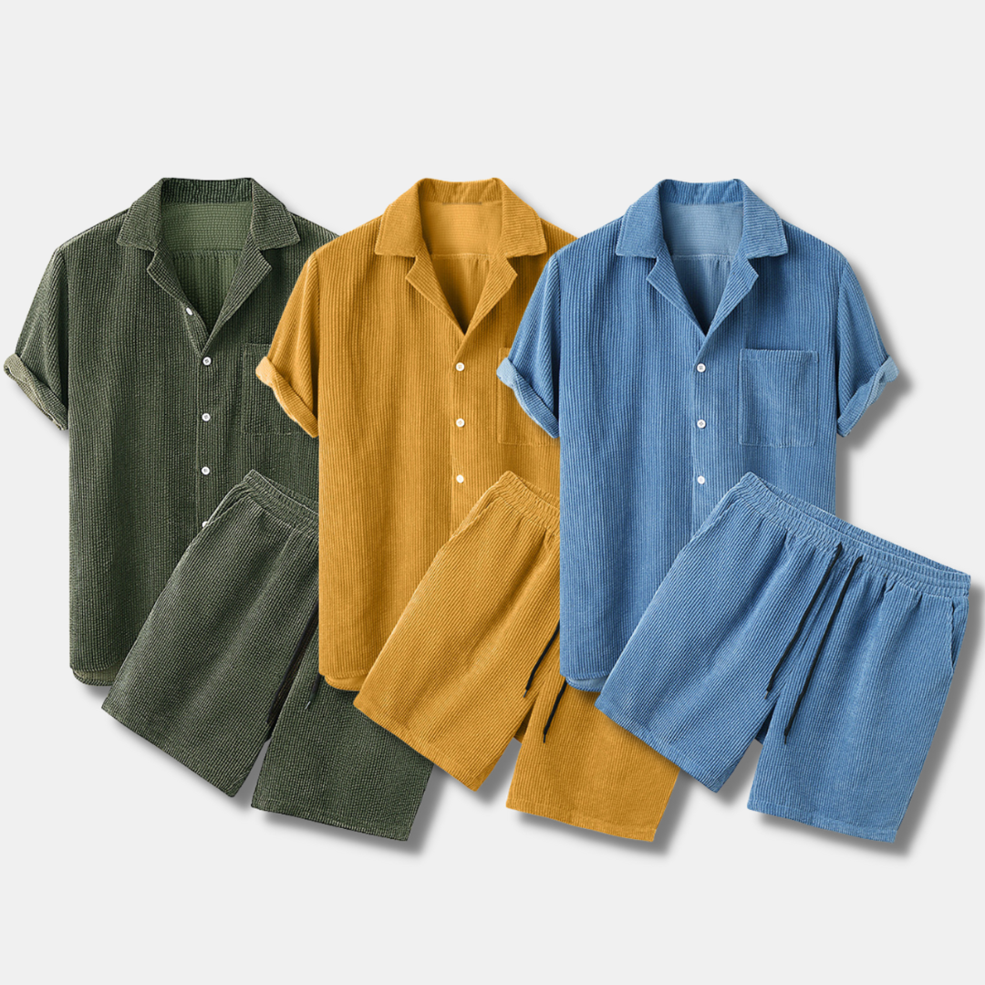 Herren Sommer Set Cord Beige Elegant