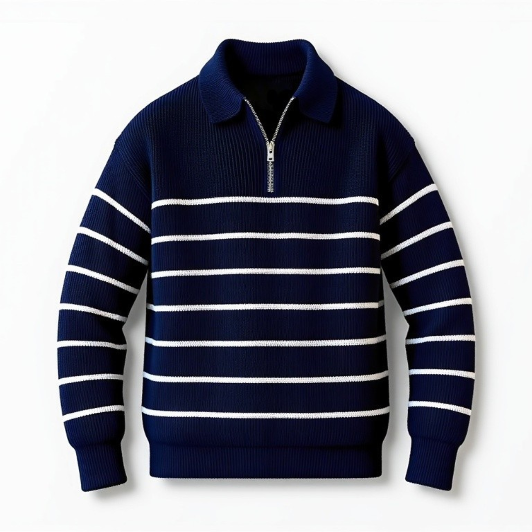Herren Strickpullover Gestreift aus Baumwolle Bequem - BerlinGlamour