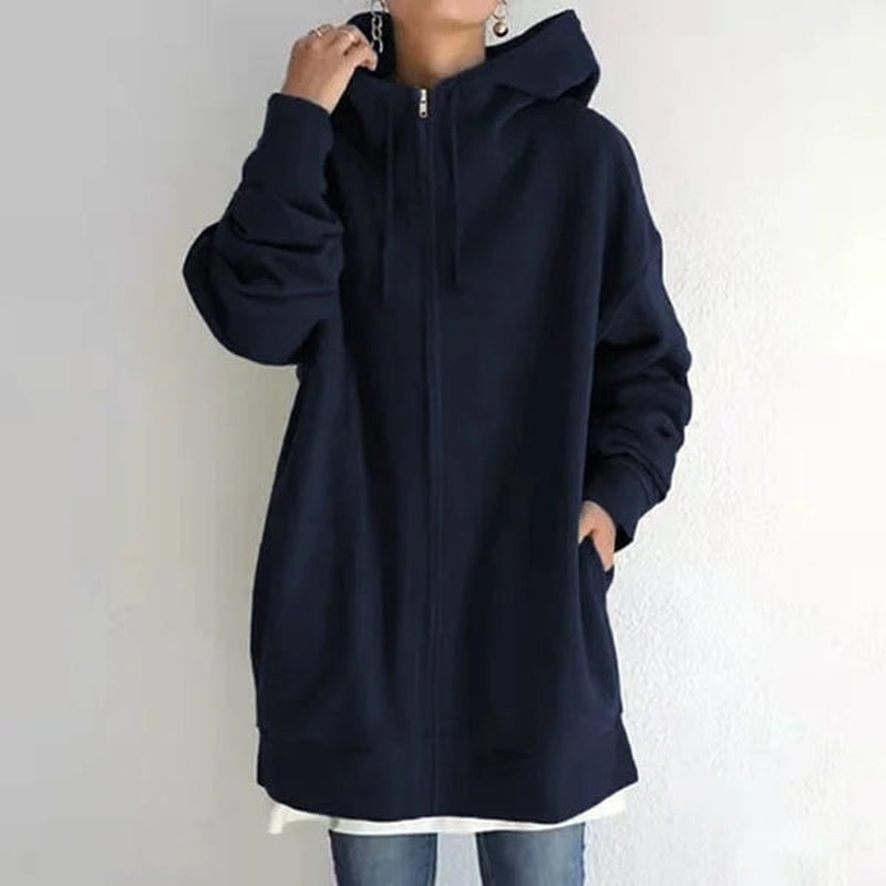 Elegantes Damen-Kapuzenpullover mit Reißverschluss für Herbst und Winter - Maya