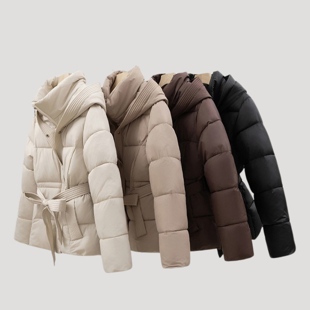 VogeLuxe | Gesteppte, kurze Damen-Pufferjacke mit Kapuze 7