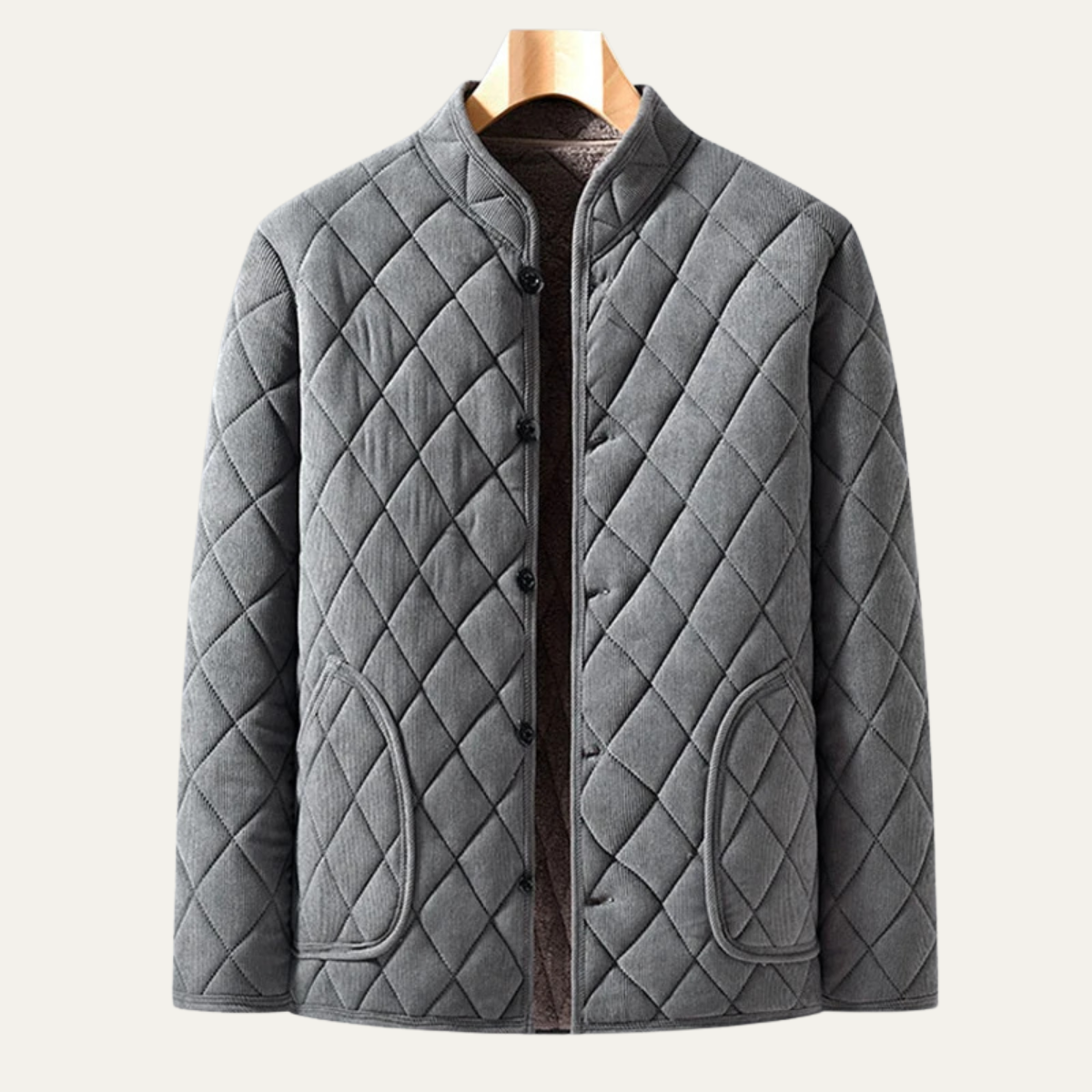 VogeLuxe | Herren-Steppjacke ohne Kragen und Knopfleiste 4