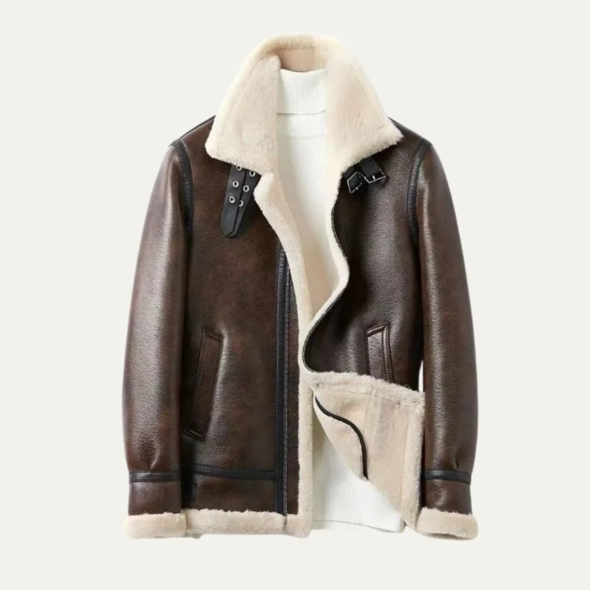 VogeLuxe | Herren-Winterjacke im Fliegerstil mit Lammfellfutter 8