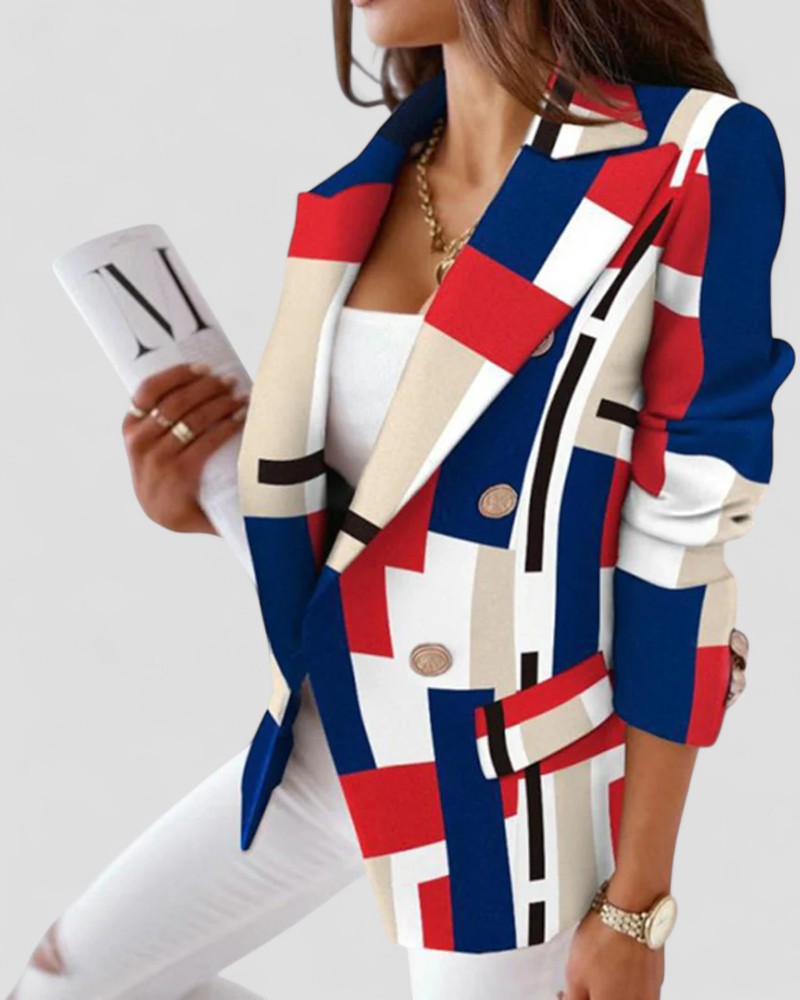 VogeLuxe | Karierter Einknopf-Blazer für Damen 4