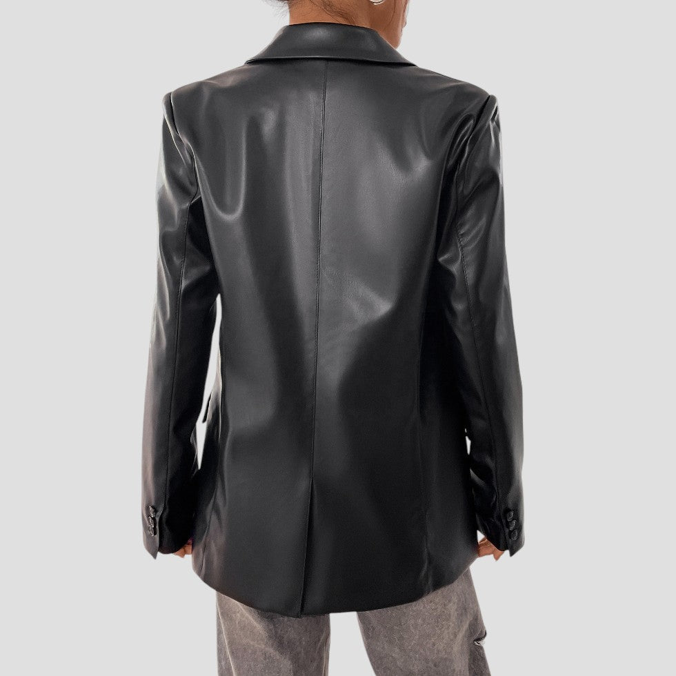 VogeLuxe | Vintage-Blazer aus Kunstleder für Damen 2