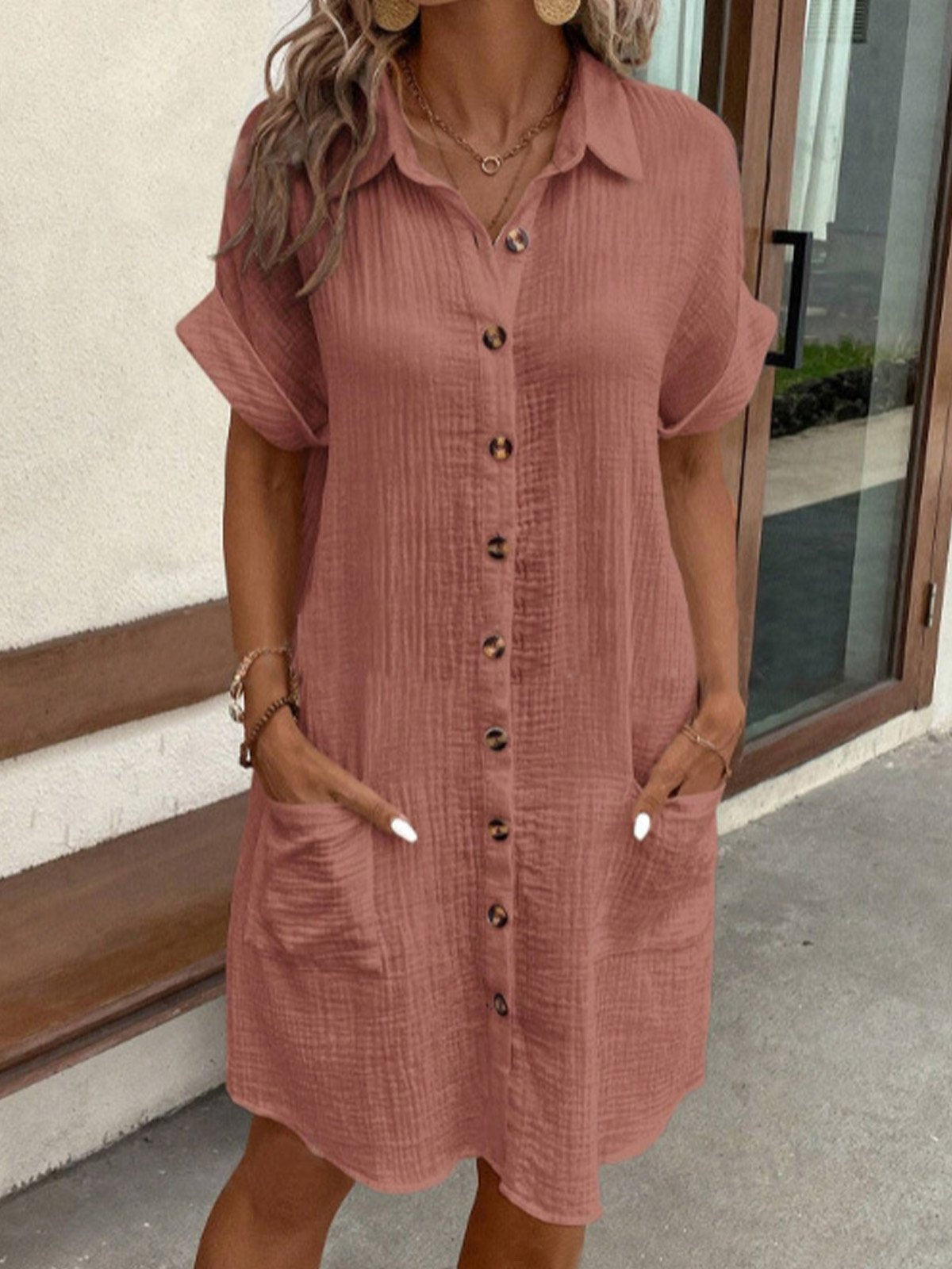 Sommerkleid Leicht Baumwolle Knopfleiste Einfach