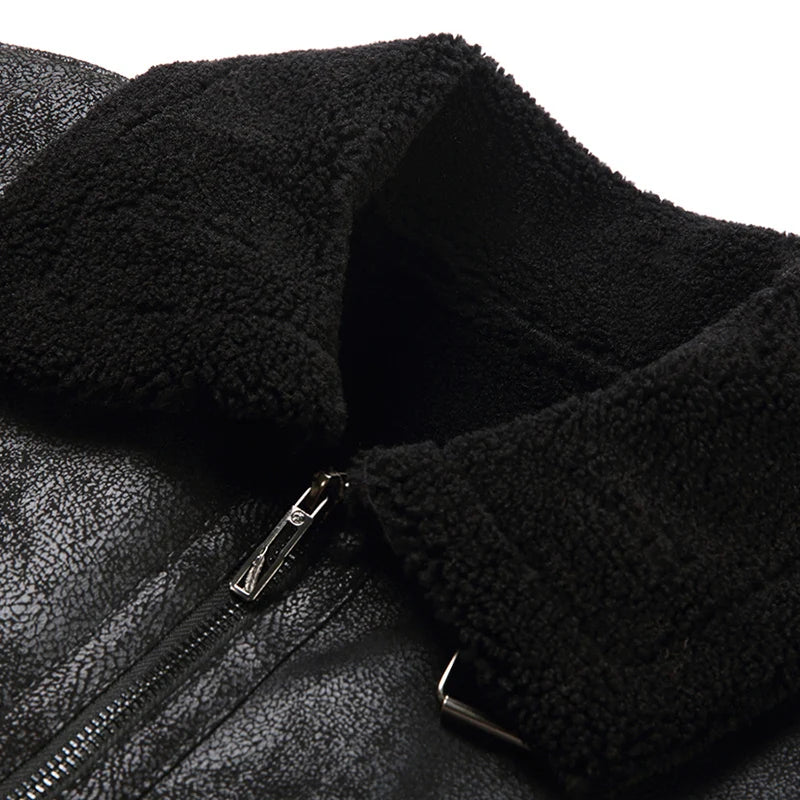 Lederjacke Herren Vintage Style Ledermantel Elegant