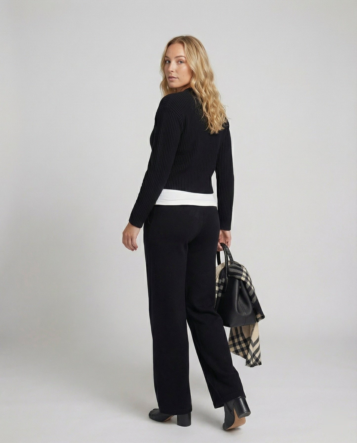 Damen Freizeithose Schwarz Fleece Weite Bequem