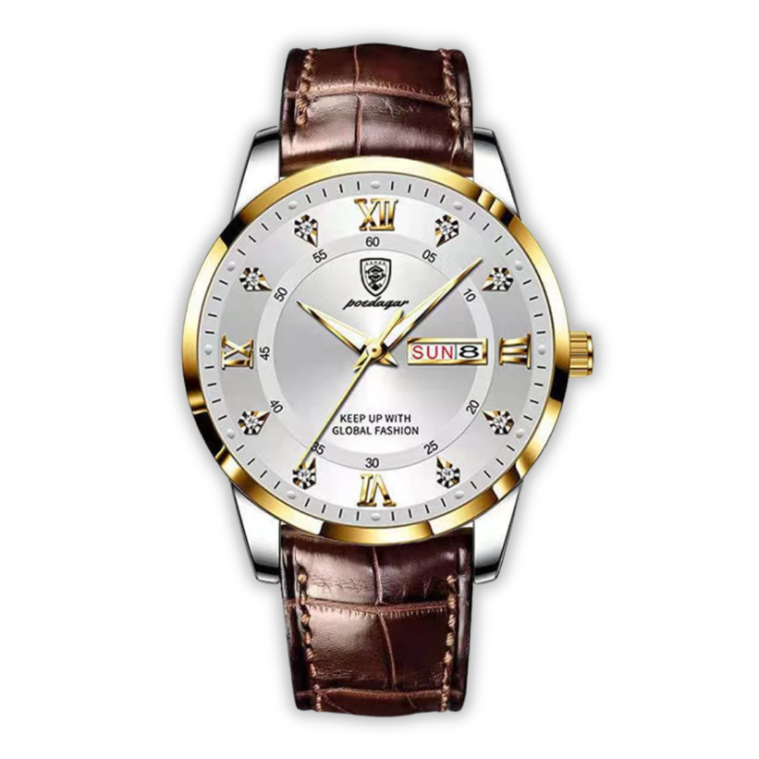 Herrenuhr Elegantes Design Lederband Schweizer Qualität