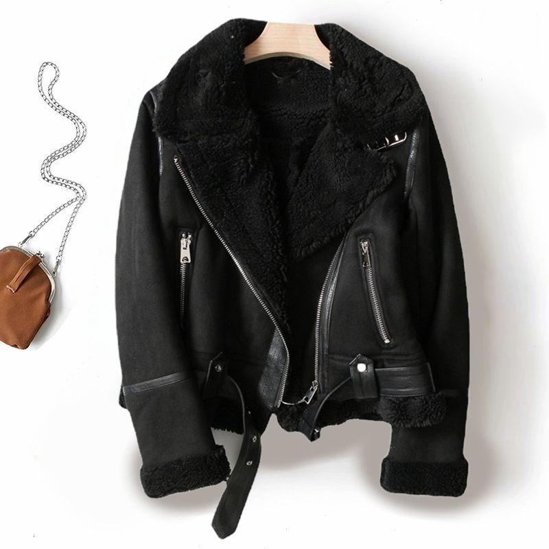 Perle schwarz edge lederjacke