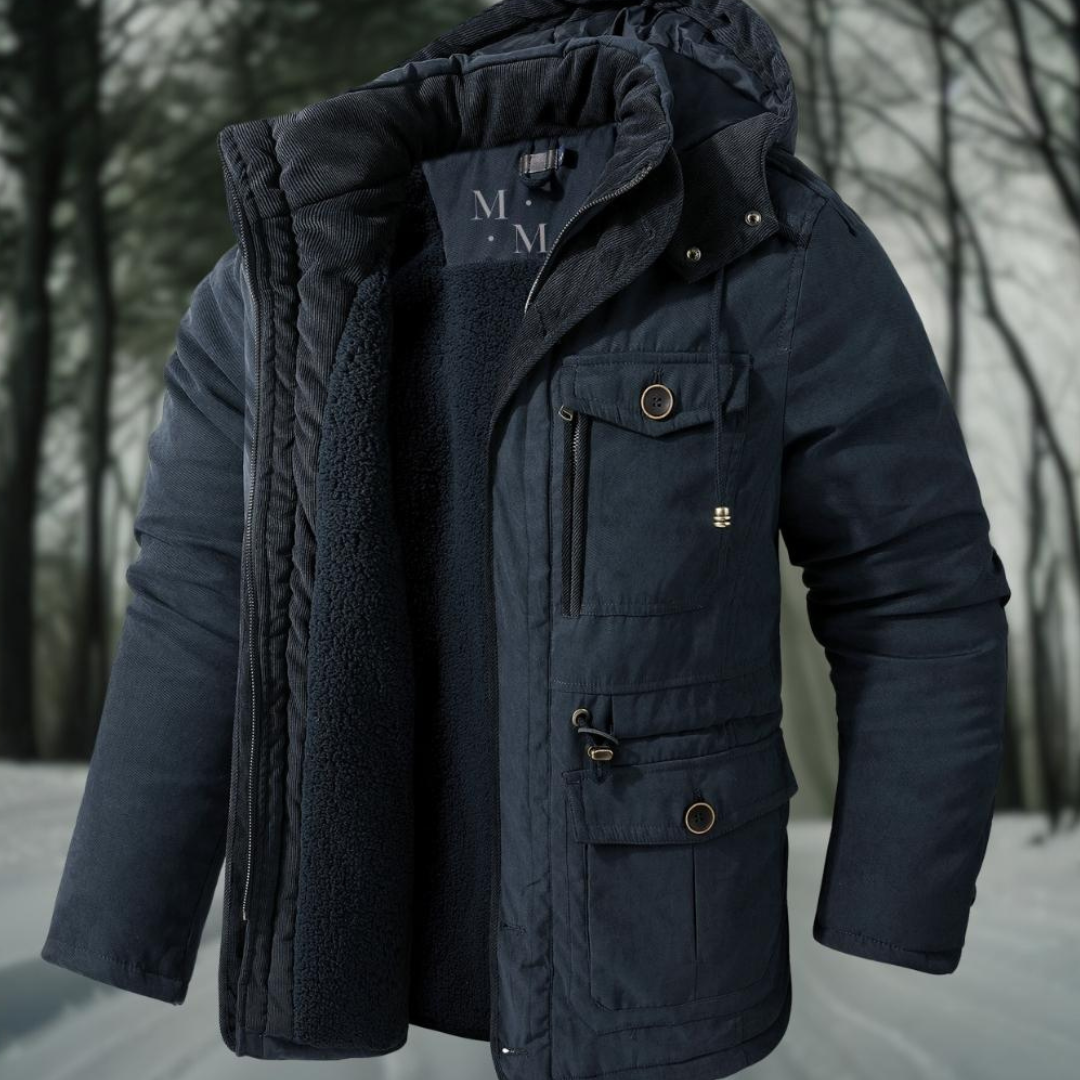 Herrenparka Winterjacke Warm mit Kapuze