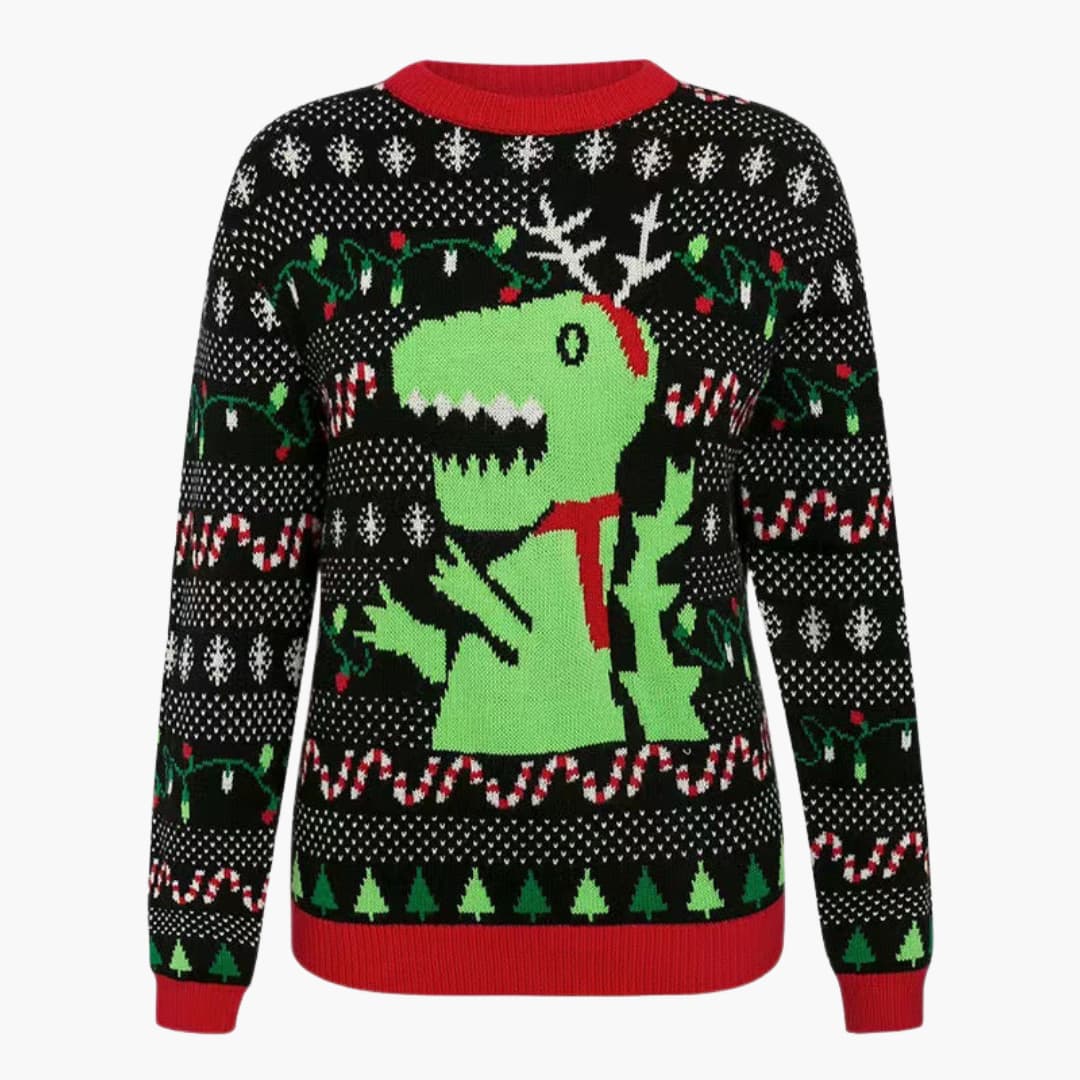 Weihnachtspullover für Damen mit Dinosaurier Motiv 4