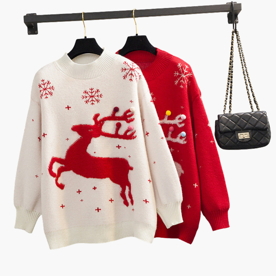 Weihnachtspullover für Damen mit Rentiermotiv 4