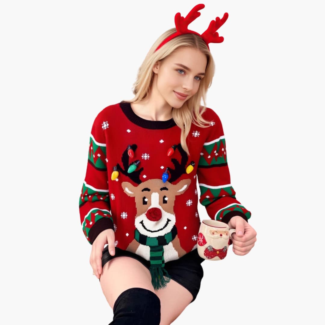 Weihnachtspullover für Damen mit Rentiermotiv 5