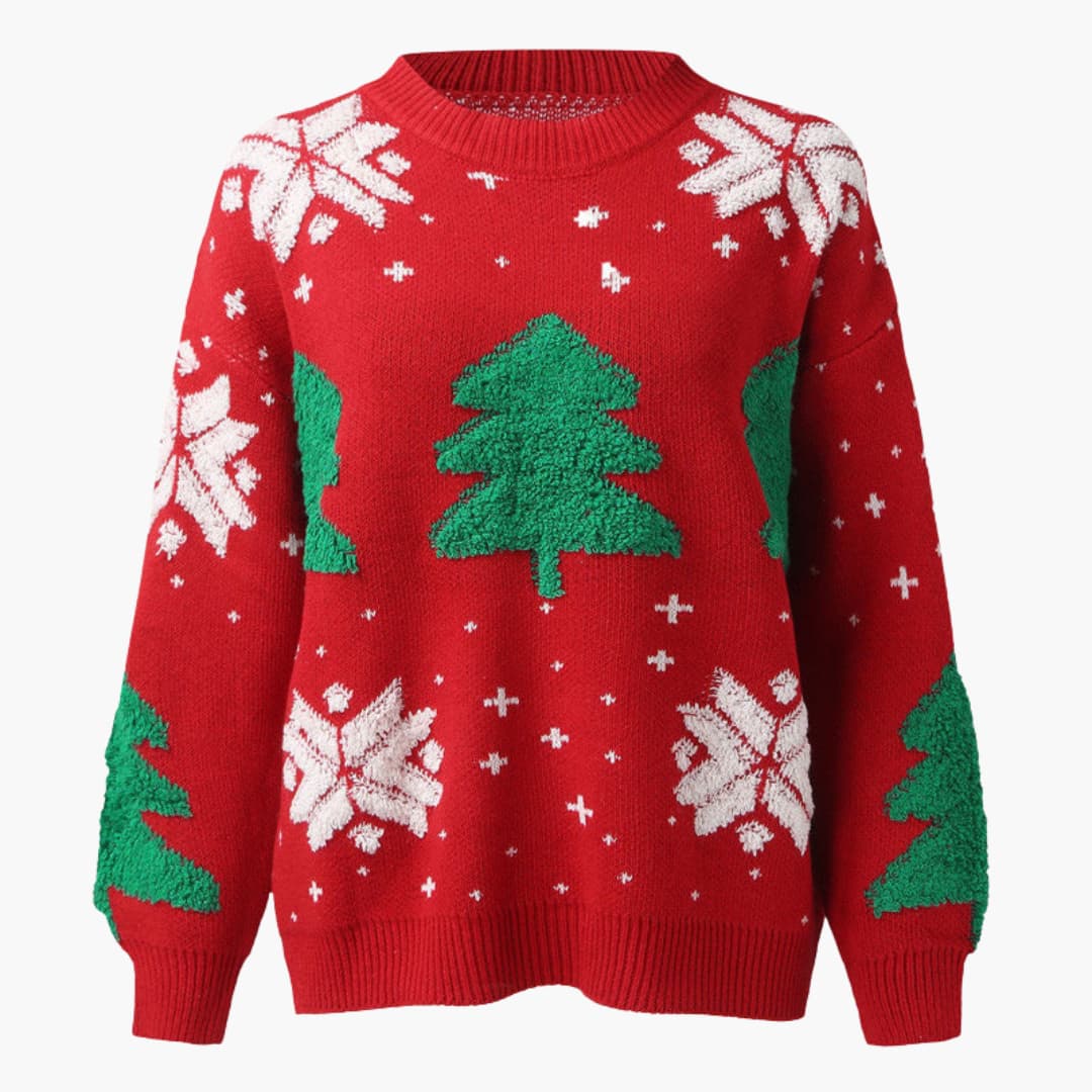Weihnachtspullover für Damen mit saisonalem Baumdesign 4