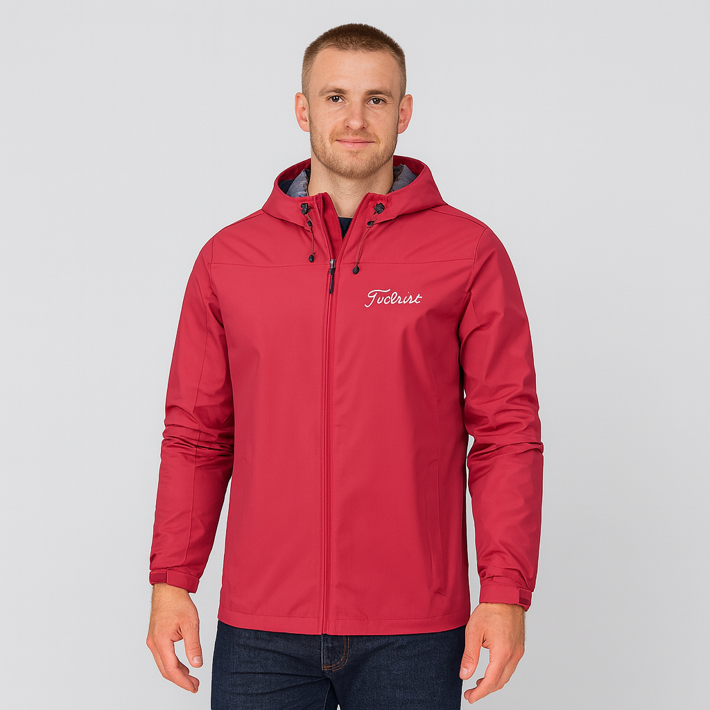 Windbreaker Jacke – Wasserdichte Outdoor-Jacke mit Reißverschluss für Männer-Rot-S-Chaps Herrenmode