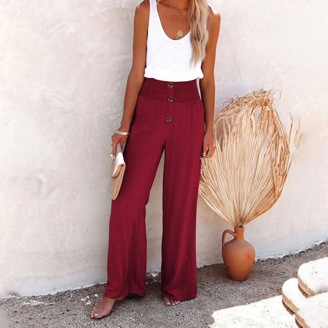 Bequeme Damen Hochtaillenhosen Weite Bein