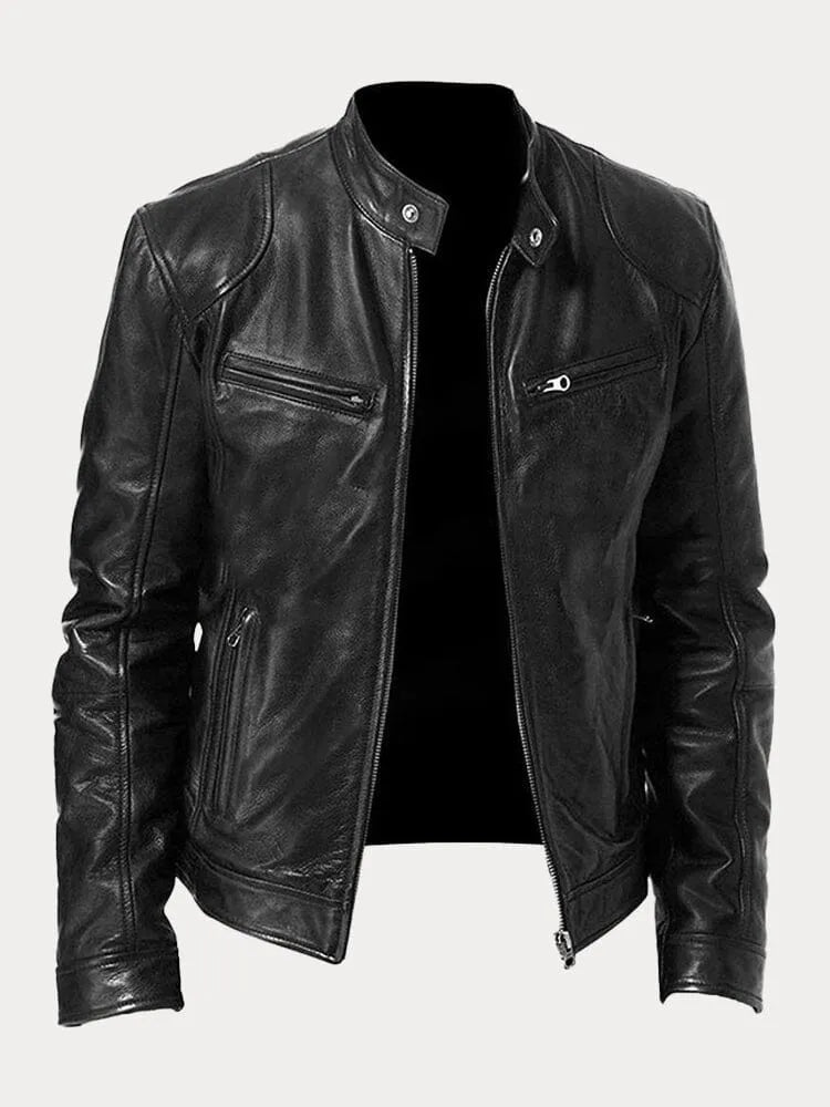 Damen Lederjacke Stylisch Motojacke Schwarz