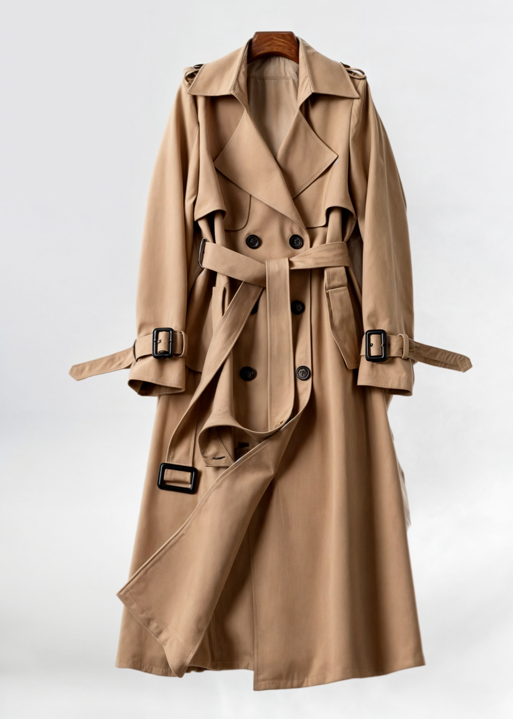 Damen Trenchcoat Lang Wasserfest Winter Mantel Mit Gürtel