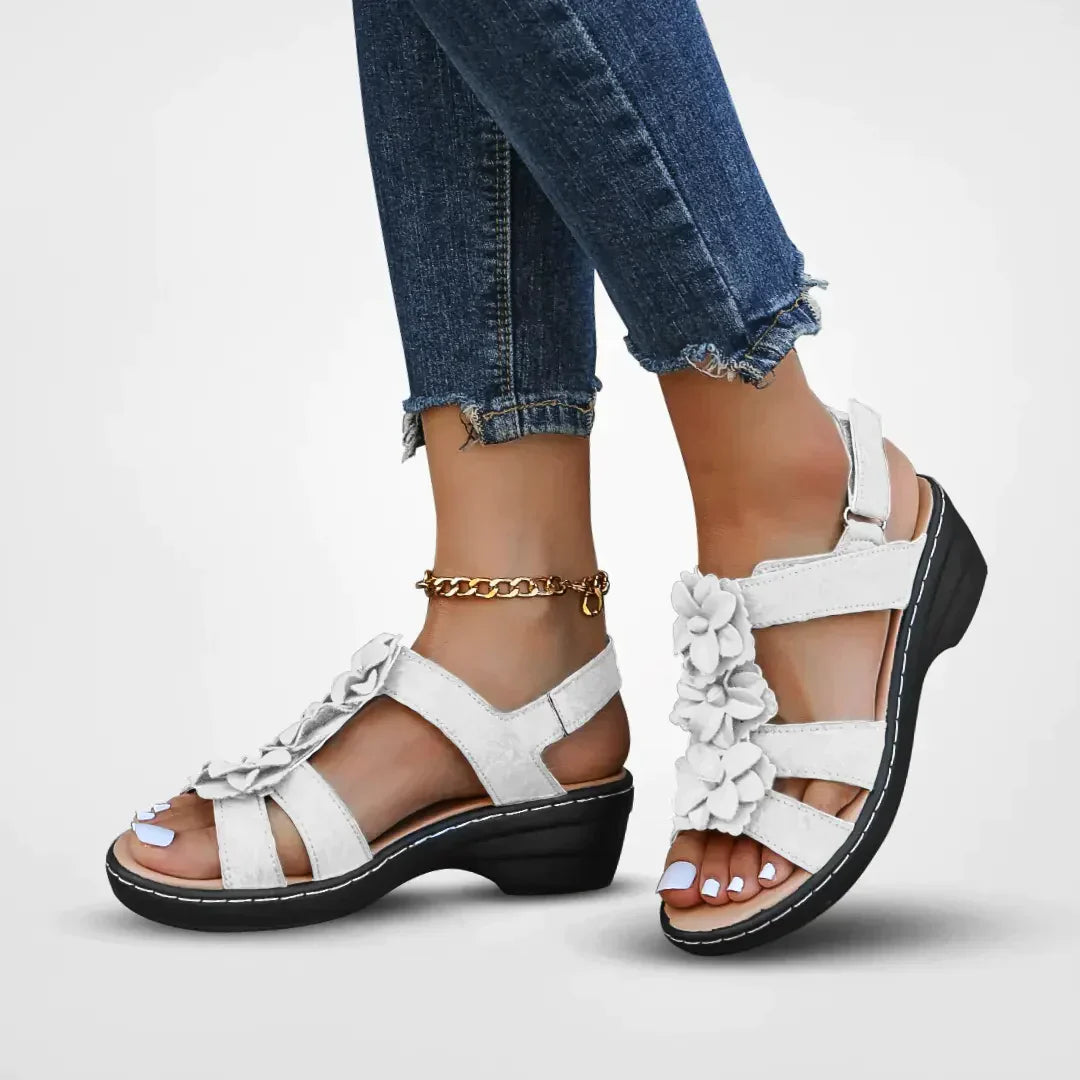 Orthopädische Sandalen Damen Blumenmuster Bequem