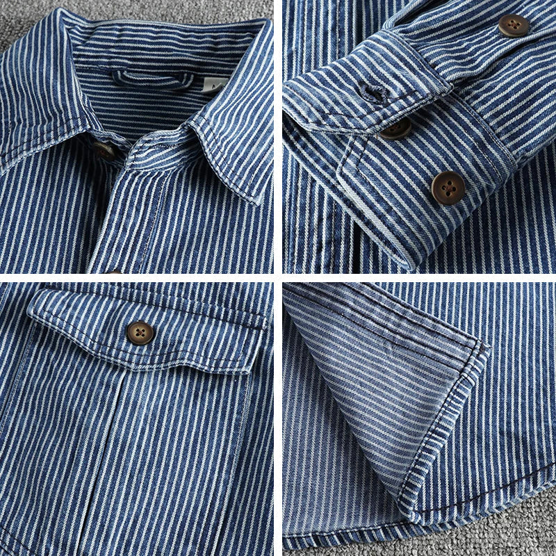 Herrenhemd Denim Vintage Classic Blau