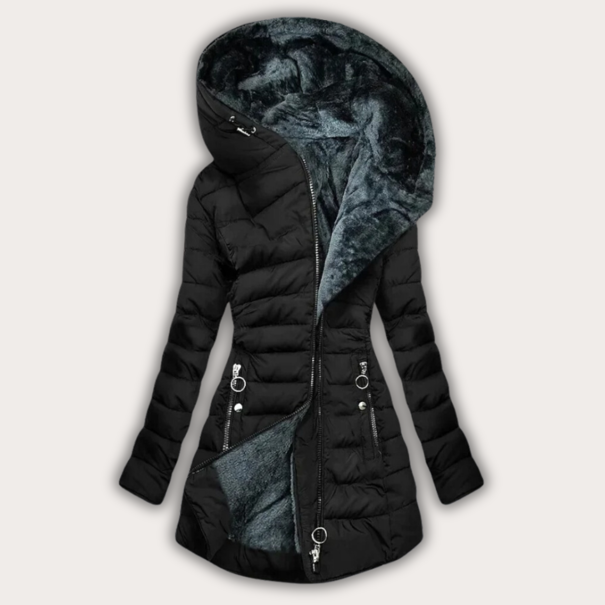 Damen Daunenjacke Warm Fellkapuze Winter