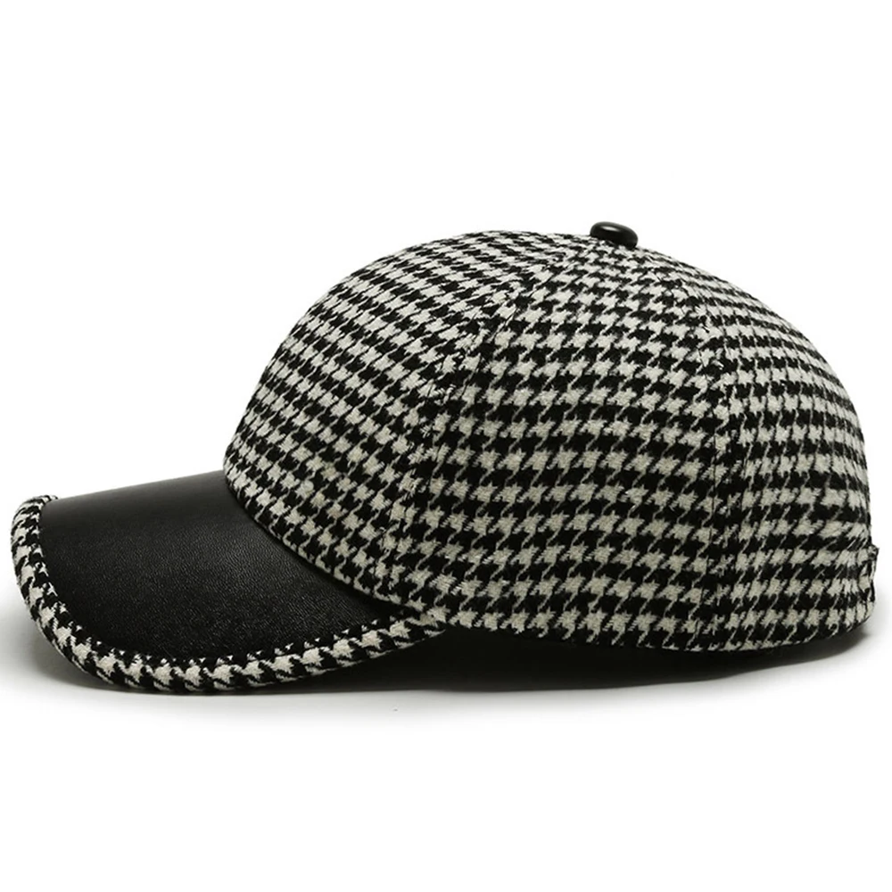 Herren Leder Mütze Elegante Schwarz