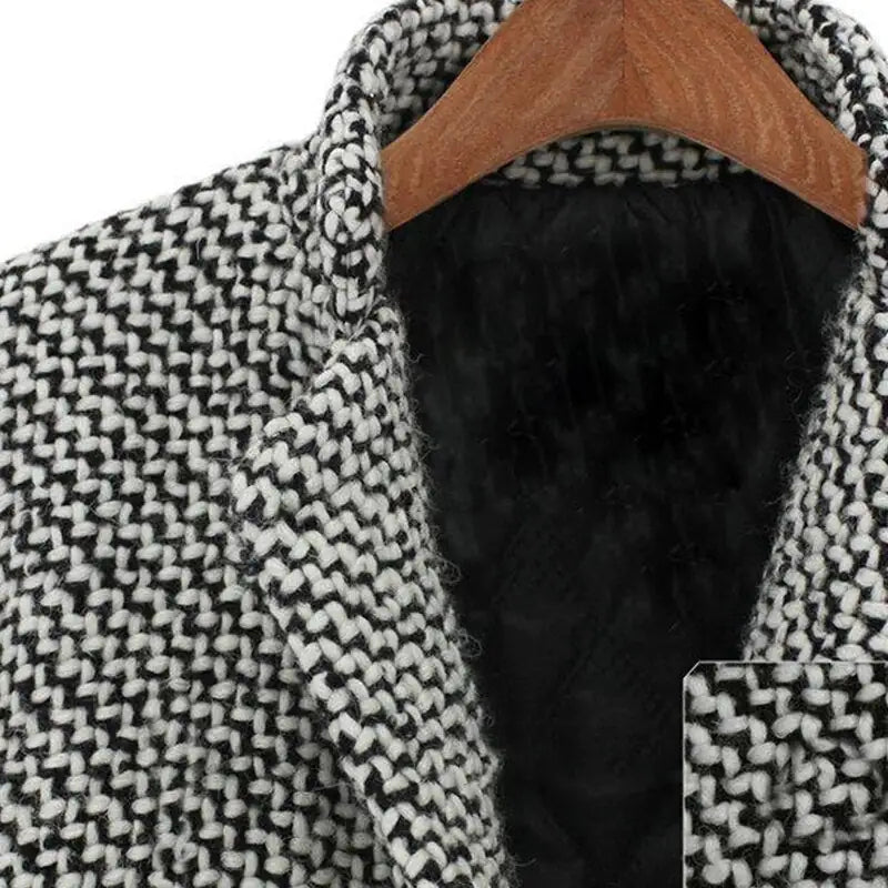 Langer Damen Wollmantel Elegant Schwarz