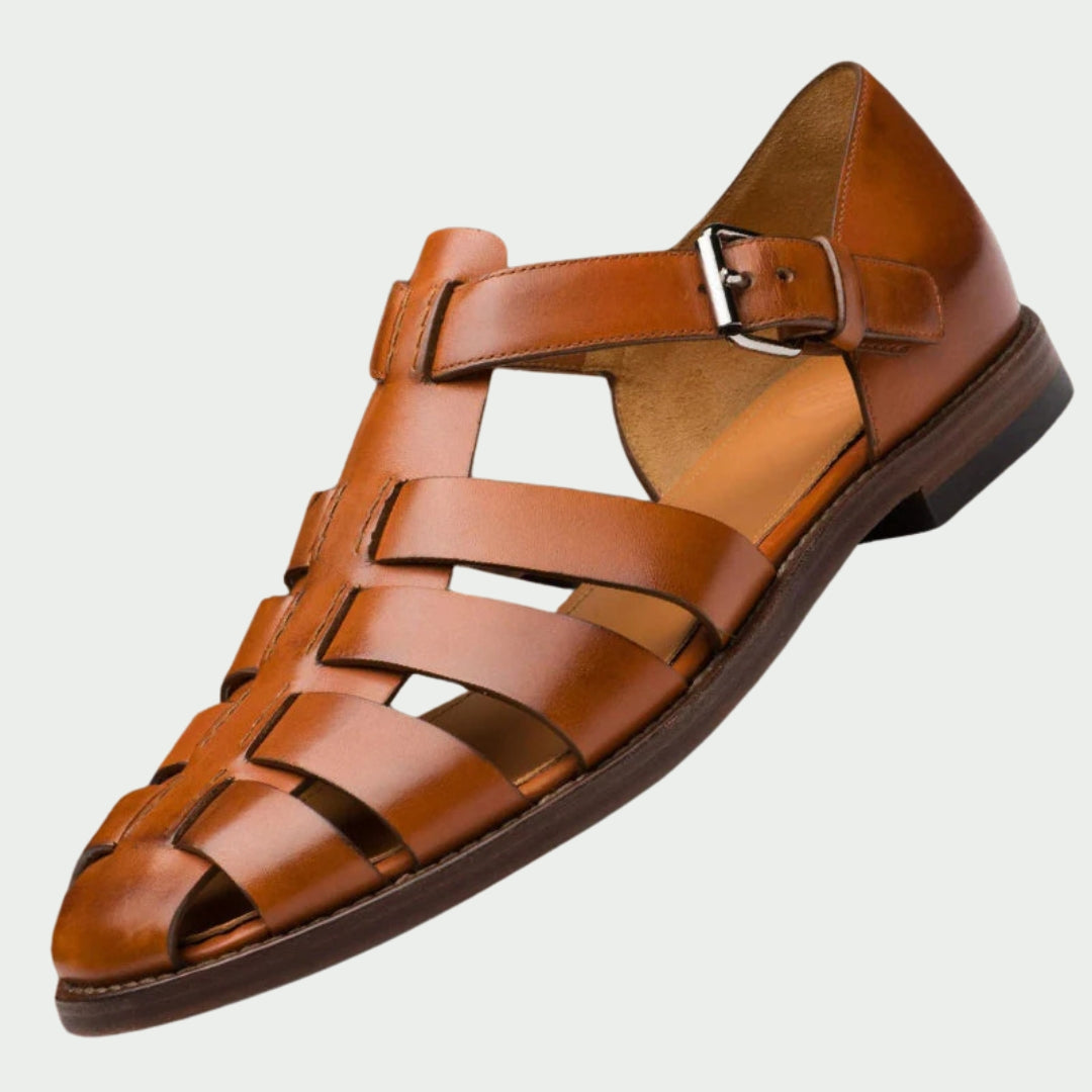 Leder Sandalen Herren Elegant Braun