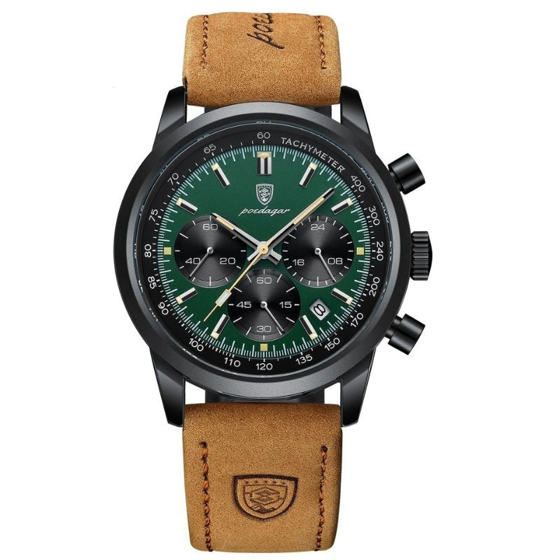 Herren Armbanduhr Chronograph Leder Automatik