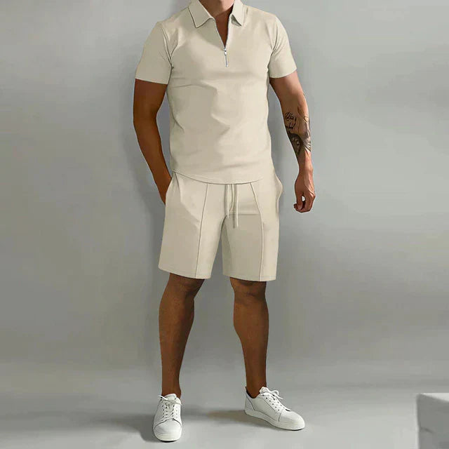 Herren Polo Set Sommer Shorts Elegant Kurz