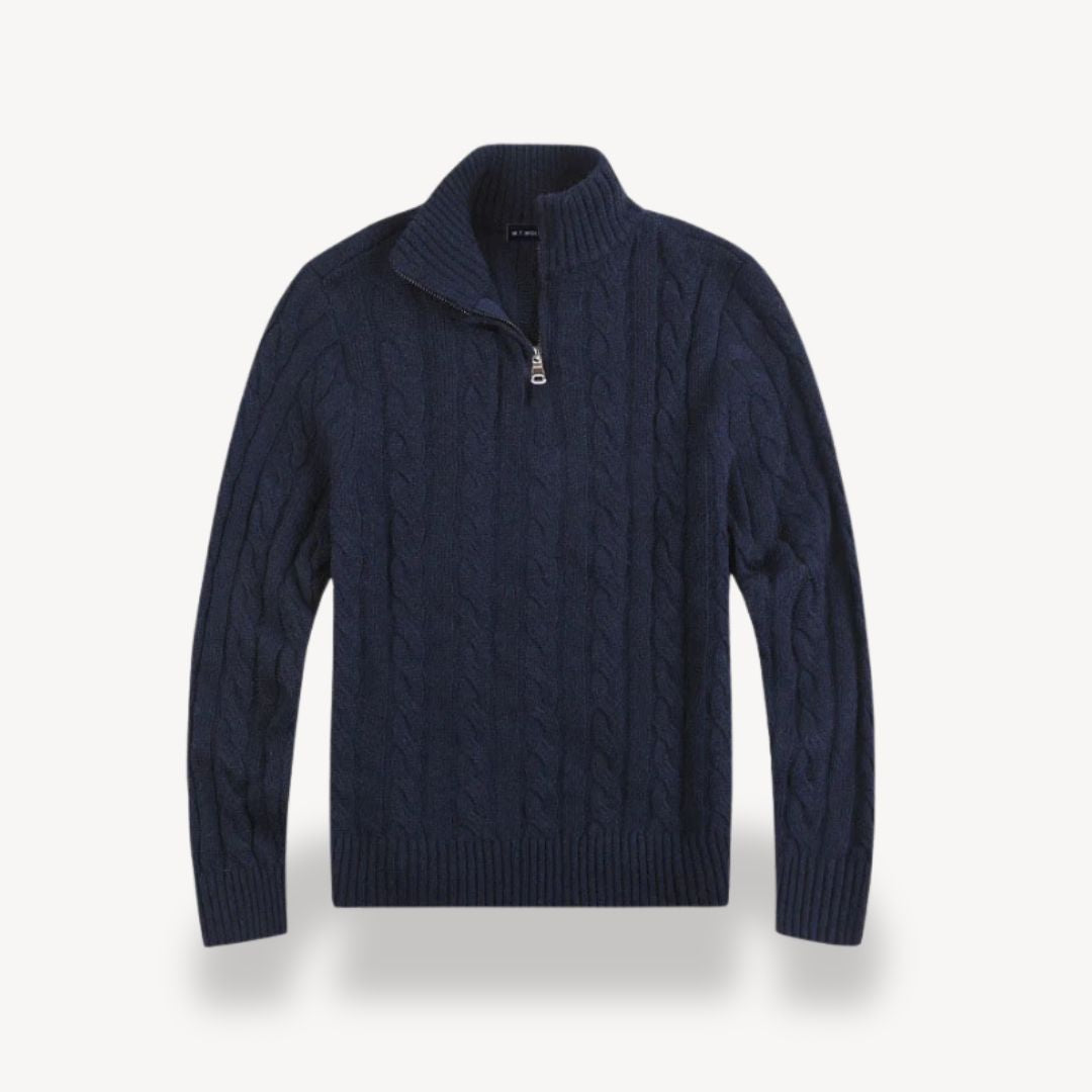 Zopfmuster-Pullover mit halbem Reißverschluss für Herren | Loravelle 6