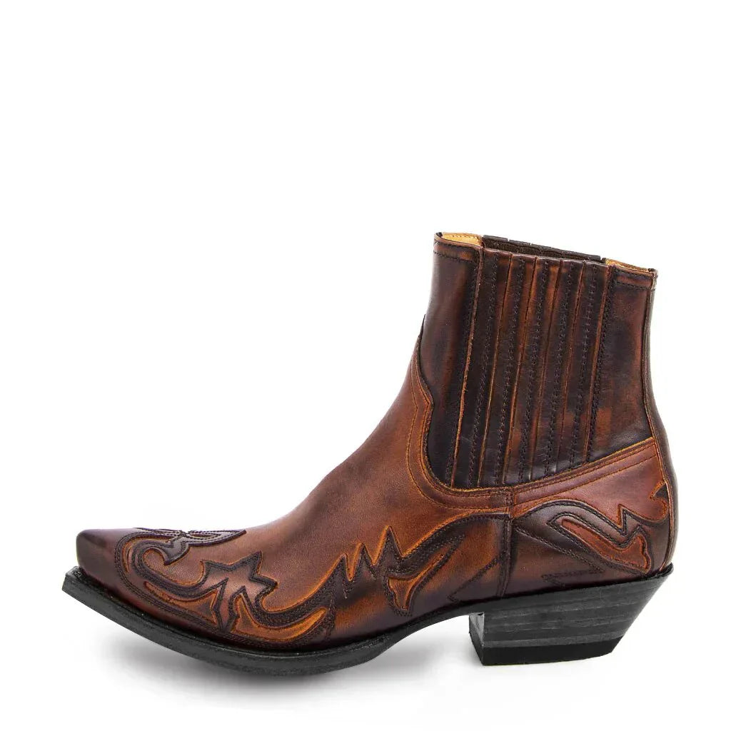 Leder Stiefel Herren Cowboystil Schwarz