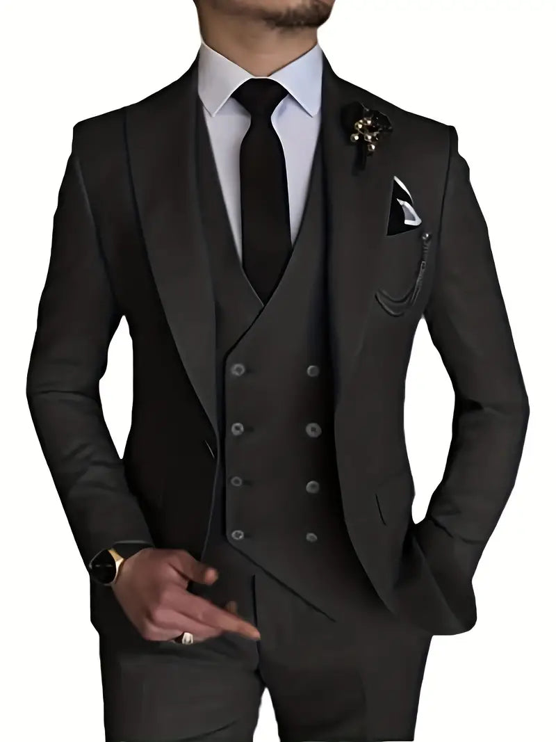 Herren Anzug Set 3-teilig Business Blazer Hose Weste
