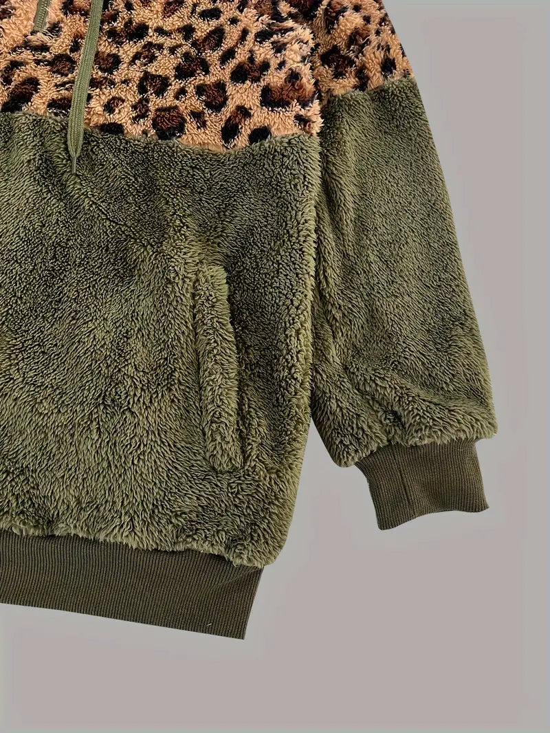 Leopardenpullover Frauen Farbblock Modern