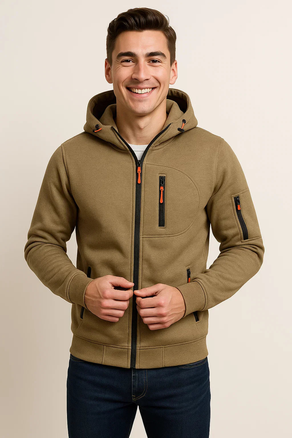 Herren Freizeitjacke Kapuze Taschen Modern Sportlich