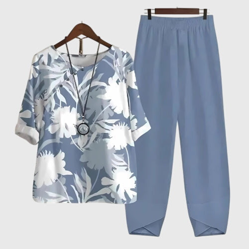 Damen Set Zweiteilig mit Schmetterlings Muster Sommerlich