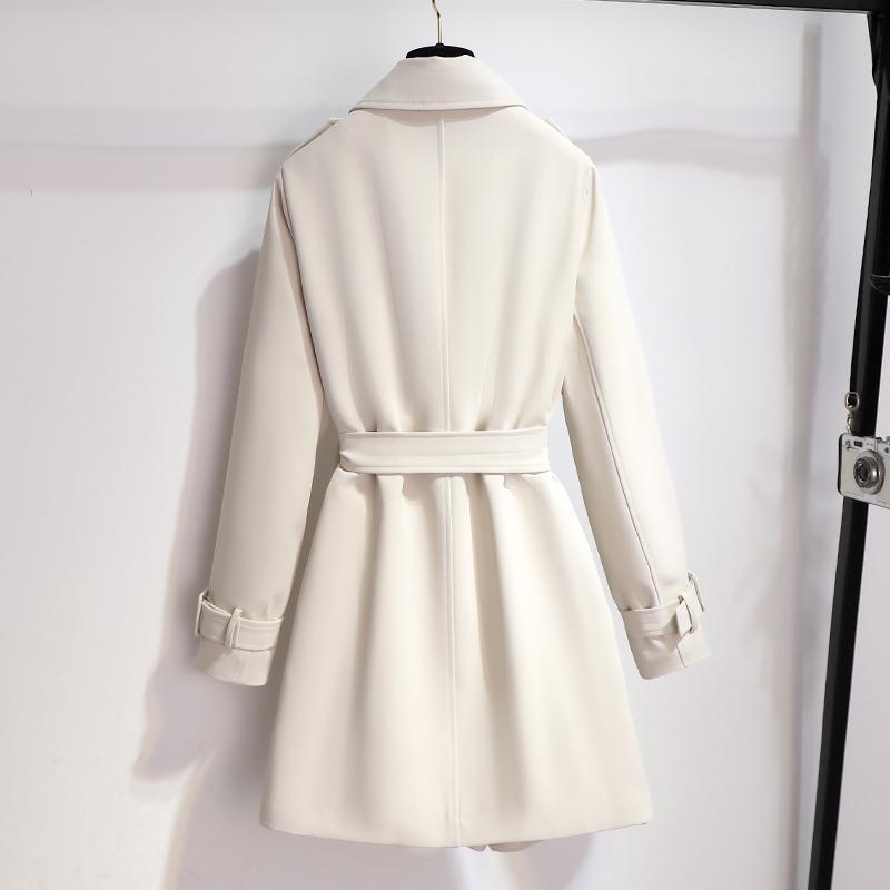 Damen Trenchcoat Langärmlig Chic Schwarz