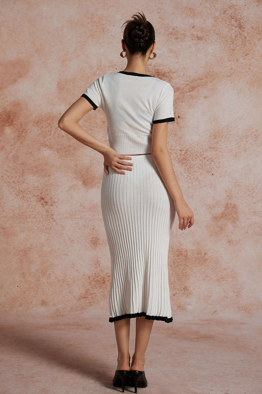 Damen Zweiteiler Set Strick Top und Rock
