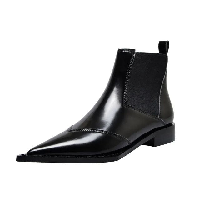 Damen Stiefeletten Schwarz Niedriger Absatz