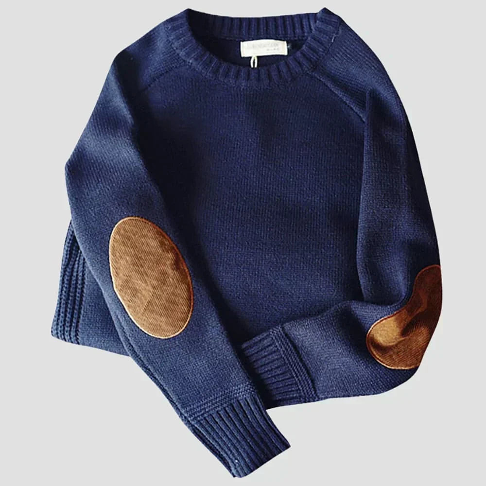 Herren Strickpullover Klassisch Warm mit Elbogenflicken Winter