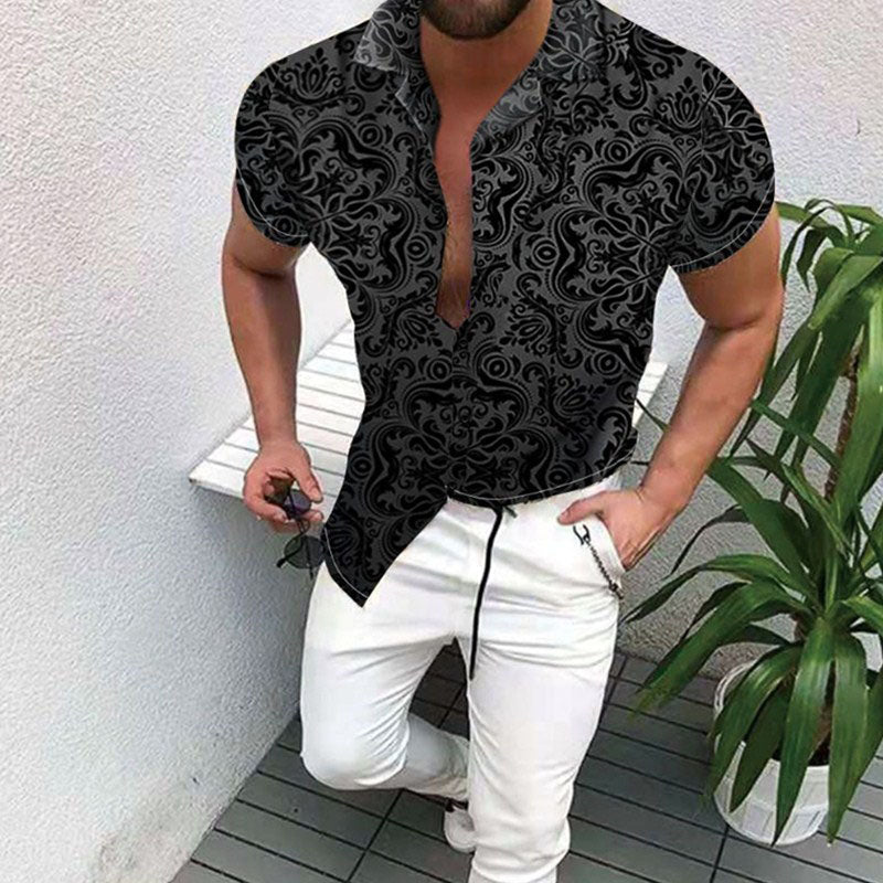 Herren Hemd Kurzarm Bedruckt Vielseitig Modern