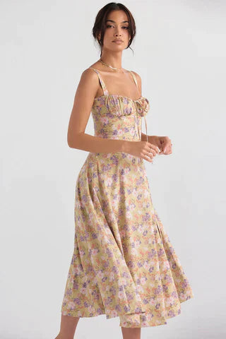 Kleid Midikleid Taillenformend Farbenfroh Damen