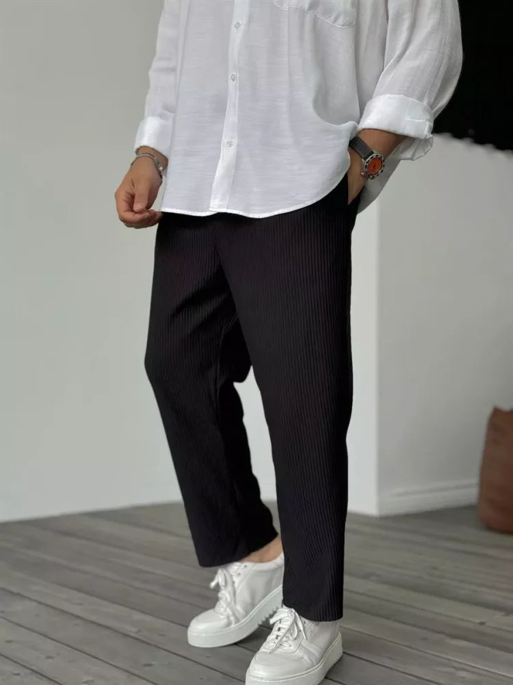 Herrenhose Moderne Rippstruktur Stretch