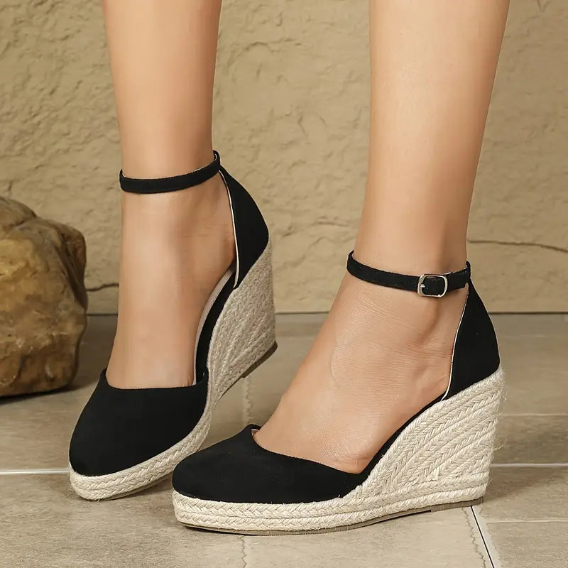 Damen Keilsandalen mit Knöchelriemen Hochzeitsschuhe Elegant
