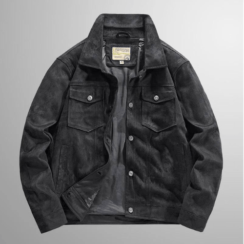 Herren Wildlederjacke Warm Lederjacke Herbst Stilvoll