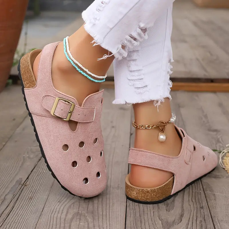 Retro Clogs mit Schnallenriemen Geschlossene Spitze