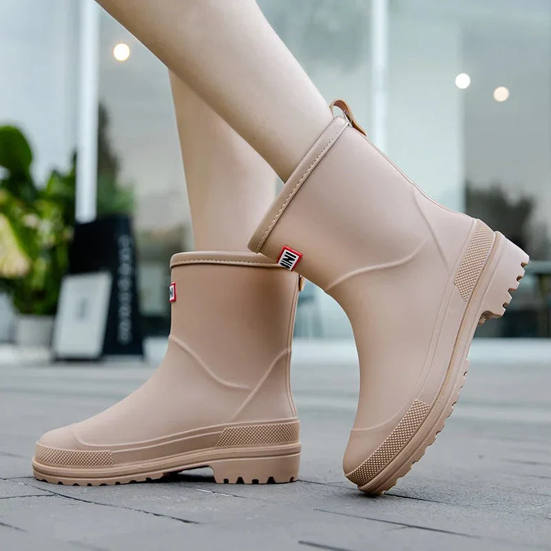 Damen Gummistiefel Wasserdicht Stiefel Boots Schwarz
