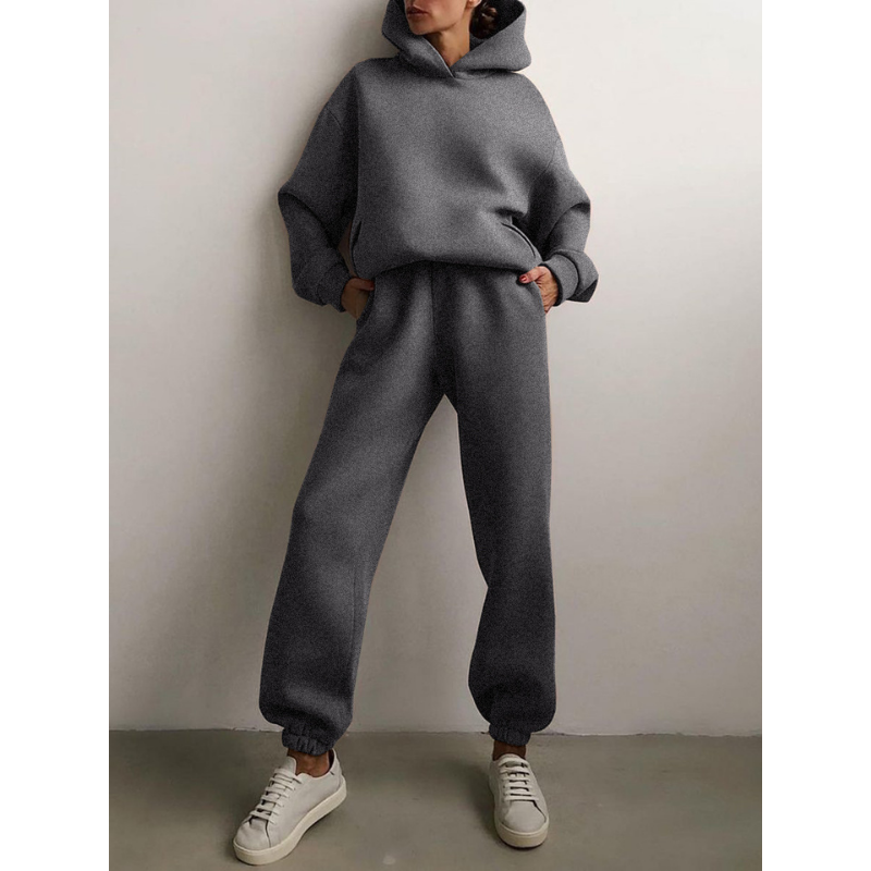 Damen Streetwear Hoodie Jogging Set Sportlich Bequem