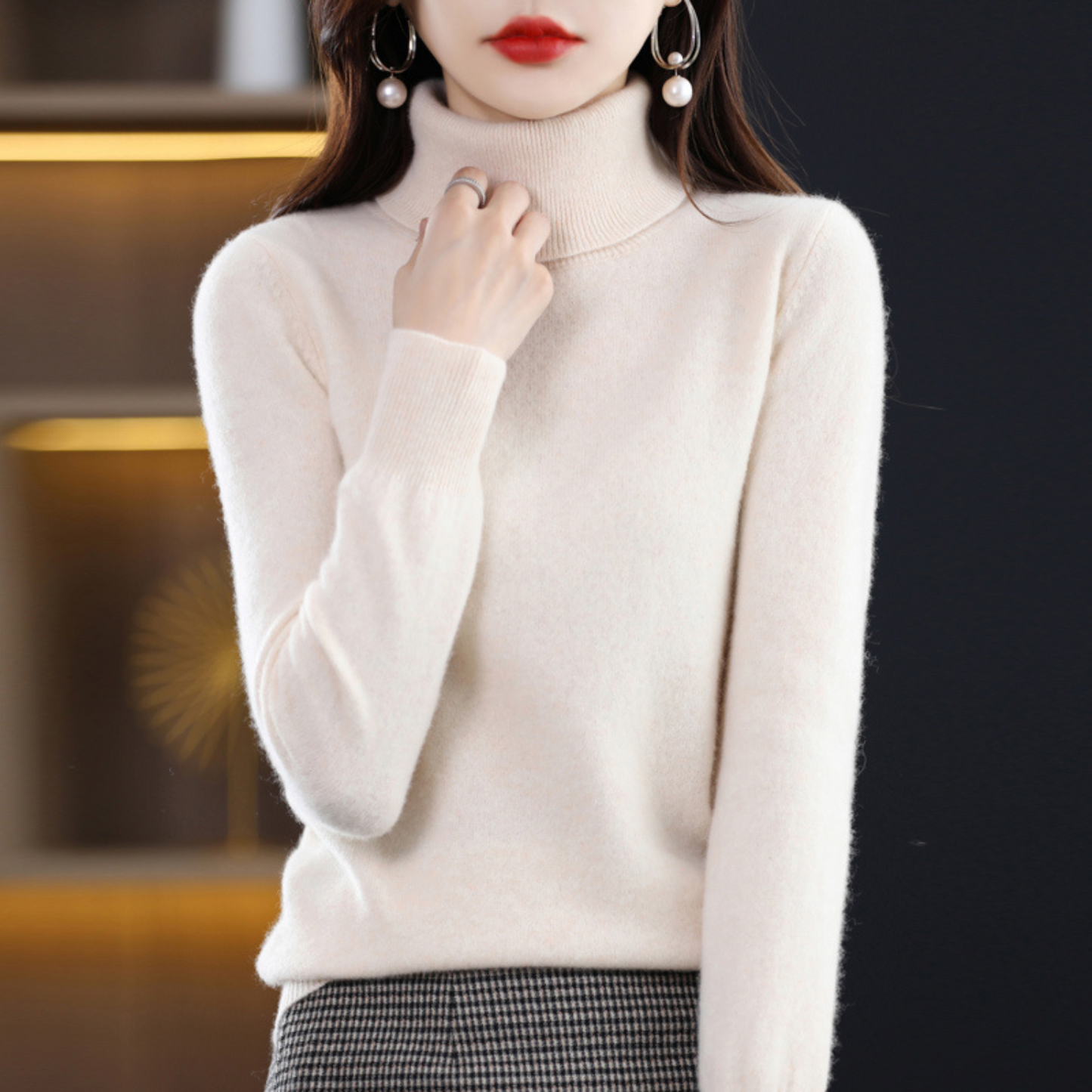 Damen Rollkragenpullover Klassisch Warm Winter